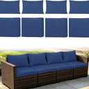 8Pc Outdoor Patio Cushion Cover Replacement, Patio Cushion Cover,Navy Blue | Washable Outdoor Couch Cushion Covers with Zippers, Waterproof Slipcovers Sofa Chair for Patio Furniture(Cover Only)