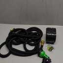 Flexi Hose Plus Expandable Garden Hose with 8 Function Nozzle, 50FT - Lightweight Retractable Garden Hose, Water Hose - No-Kink Flexibility, 3/4 Inch Solid Brass Fittings Includes Hook & Bag (Black)