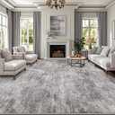 LUMI 8x12 Washable Area Rug for Living Room, Ultra Soft Modern Neutral Grey Rugs Non Slip with Rubber Backing, Low Profile, High Traffic, Stain Resistant Carpets, Ideal for Bedroom, Dining Room (Quiet Layer)