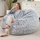 Comfy Soft Bean Bag Chair Cover for Teens Adults Boys, Living Room Furniture No Filler Cover Only, Stuffed Animal Bean Bag Chair with Side Pocket Anti-Slip Bottom