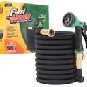 Flexi Hose Expandable Garden Hose with 8 Function Nozzle, 50FT  Lightweight Retractable Garden Hose, Water Hose  NoKink Flexibility, 3/4 Inch Solid Brass Fittings and Double Latex Core