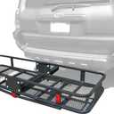MaxxHaul 70103 500 lb. Capacity Steel Hitch Mount Folding Cargo Carrier Mesh Basket Fits 2 inch Hitch Receiver 60 x 21 x 6.5 in For Car SUV Pickup Truck Van Camping Traveling