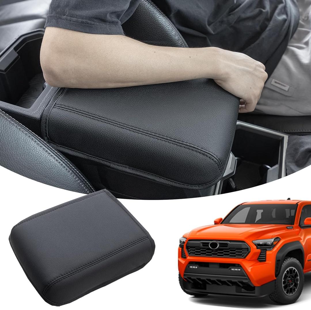 JKCOVER Compatible with 2024 2025 2026 Toyota Tacoma (4th Gen Tacoma) Center Console Armrest Cover Accessories PU Leather Car Anti-Scratch Armrest Cushion Lid Protector