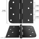 goldenwarm 3 Pack 4in Black Door Hinges Interior Door Hinges Black Matte 4 x 4 Inch with Square & Round Corners, Iron Material