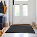 Front Door Mat, 3' x 5' Extra Large Commercial Industrial Rug Heavy Duty Outdoor Indoor Entryway Doormat Low Profile Welcome Entry Door Mat Non Slip Backing for Entrance Home Office, Black