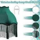 Victorian Scallop Lamp Shade Classic Large 7.5" Top x 15.8" Bottom x 15 "high Replacement Lamp Shade with Tassels and Fringe Finial Fitting Bell Shape Scallop Fringe