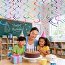 HonuGoGo 48-Piece Paper Swirl Decorations for Ceiling, Bright Polka Dot Multi-Color Single & Double Spiral Hanging Decor with Playful Style for Birthday Parties, Carnival & Classroom Celebrations