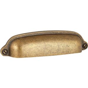 HARPOON 10 Pack Bin Cup Handle Pulls,Vintage Drawer Pulls,Cabinet Hardware,Shell Handle,3.78 Inch Antique Brass Brown