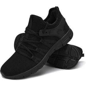 INZCOU Running Shoes Lightweight Tennis Shoes Non Slip Gym Workout Shoes Breathable Mesh Walking Sneakers (9 Women/8 Men, 01-all Black)