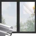 Window Privacy Film One Way Daytime Privacy Static Cling, Mirror Vinyl Roll Heat Control Anti UV Window Tint for Home and Office,Non-Adhesive Window Film,Silver, 23.6" x 78.7"