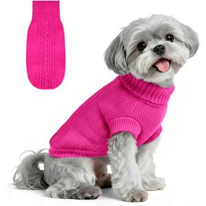 Dog Christmas Sweater for Small Medium Large Dog Girl & Male, Knitting Collar Soft Warm Doggy Festive Holiday Winter Sweater, Puppy Funny Clothing for Indoor Outdoors Playing (HotPink, XS)