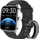 Fitpolo Smart Watch for Men Women, Stainless Steel Bezel Fitness Tracker (Make/Answer Calls), IP68 Waterproof, Heart Rate SpO2 Monitor, Sleep & Activity Tracking Smartwatch for Android Phones iPhone