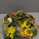 20 Inch Fall Wreath for Front Door, Sunflower Autumn Wreath with Pumpkins and Bow for Thanksgiving Farmhouse Home Window Wall Office Wedding Indoor Outdoor Decorations (Yellow)