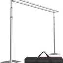 EMART Backdrop Stand Heavy Duty 10x10Ft, Double Crossbar Pipe and Drape Photo Background Support Kit, Adjustable Metal Frame with Flat Base for Wedding Birthday Party Decoration (1010FT, Silver)