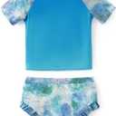 Disney Princess Frozen Marvel Elsa Minnie Toddler Girl Swimsuit Tankini Bathing Suit 2 Piece Swimwear UPF 50+ Rashguard (Blue)