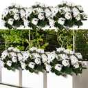 Artificial Flowers for Outdoors with 120 Blooms, Faux Silk Flowers for Outside, UV Resistant Fake Petunias Plants for Hanging Baskets Fence Patio Balcony Garden Cemetery (White)