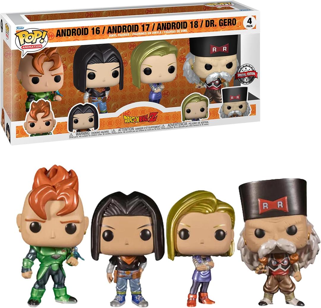 Funko Pop! Animation: Dragon Ball Z - Android 16-4PK - Collectible Vinyl Figure - Gift Idea - Official Products - Toys for Kids and Adults - Anime Fans (Multicolor)