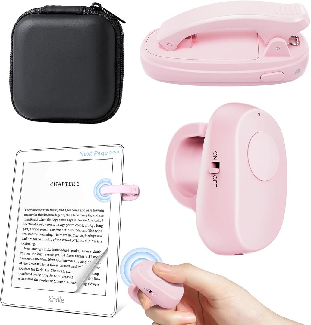 Resptasski Finger Ring Kindle Page Turner Remote, Rechargeable Wireless Clicker for Kindle Paperwhite, E-Readers & Camera, Perfect for Hands-Free Reading Anywhere, Bed, Treadmill Reading (Pink)