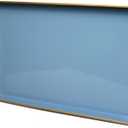 Spsyrine Blue Decorative Serving Tray with Handles, Elegant Plastic Coffee Table Tray for Ottoman, Living Room, Home Decor 15.6" X 10.2" Light Blue