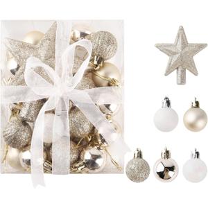 Small Christmas Tree Ornaments Set - Gold and White Xmas Ball Ornaments for Mini Christmas Tree, Garland or Wreaths Decorations, Decorative Hanging Ornaments, 30ct, 1.18in/3cm
