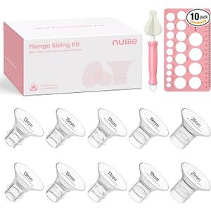 Nuliie 3-in-1 Flange Sizing Kit 13/15/17/19/21mm for 24mm Electric Double Breast Pump Flange/Shield, 10PCS Silicone Flange Inserts to Boost Pumping Efficiency & Comfort, BPA-Free Essential for Moms