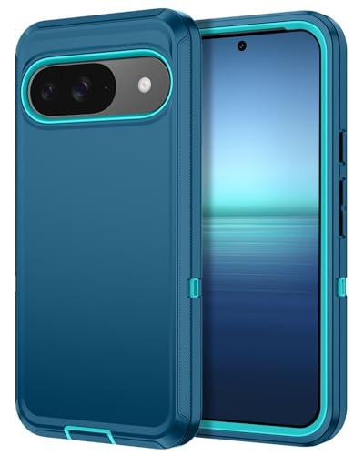 I-HONVA for Google Pixel 9 Case,Google Pixel 9 Pro Case Shockproof Dust/Drop Proof 3-Layer Full Body Protection [Without Screen Protector] Rugged Heavy Duty Cover Case for Pixel 9/9 Pro,Turquoise