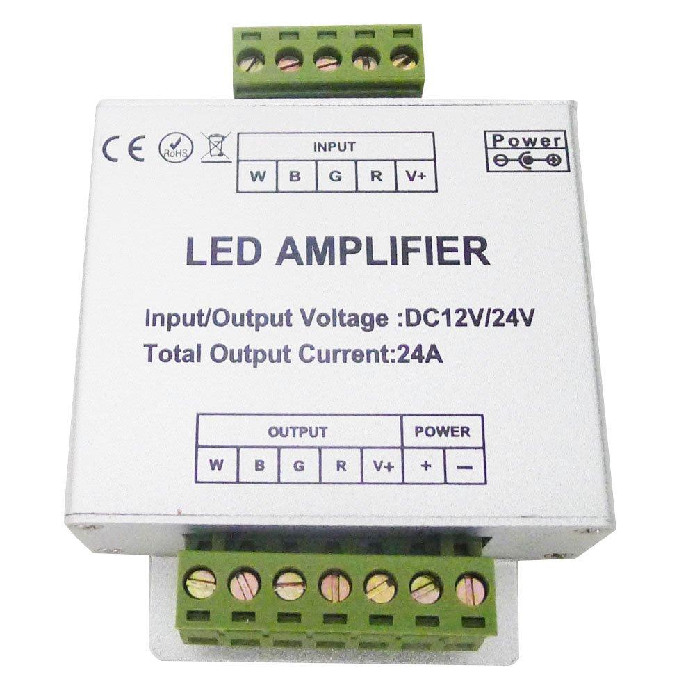 4CH Channels Amplifier 24A 12V/24V Data Signal Repeater Circuit Aluminum Shell for RGBW LED Lights Strip LED Module Strip Lights