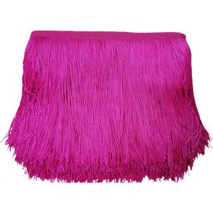 Lauthen.S 10 Yards of 6" Chainette Fringe Trim Tassel Sewing Trim for DIY Craft Latin Dress Lamp Shade Decoration (6 Inches x 10 Yards, Hot Pink)