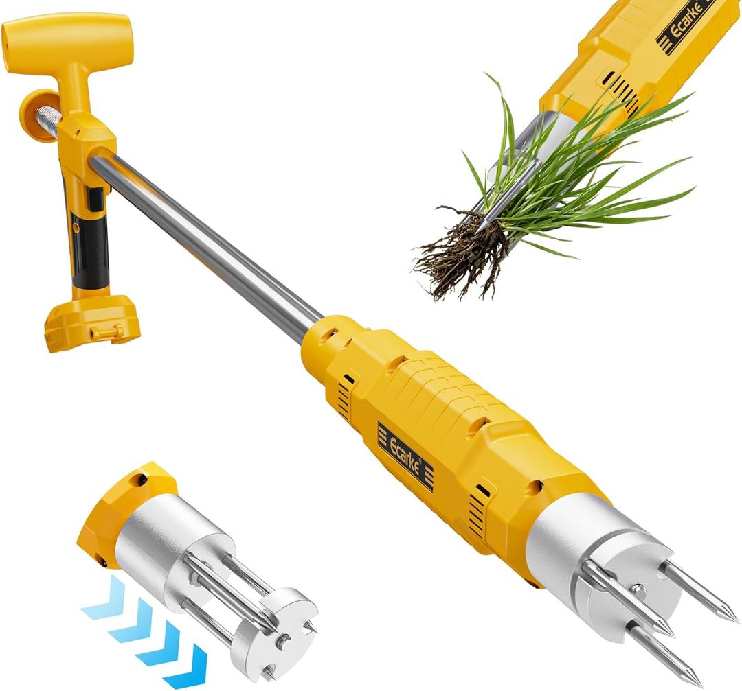 Ecarke Brushless Electric Weed Puller, Compatible with DeWalt 20V Battery, 40" Long Handle Stand Up Weeder with Spring Eject & 3-Claw Steel Head, Dandelion Lawn Garden Tool (Tool Only)