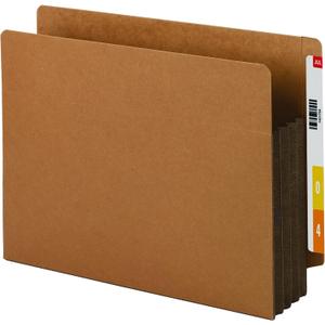 Smead End Tab Pocket, Reinforced Straight-Cut Tab, 3-1/2" Expansion, Extra Wide Letter Size, Redrope with Dark Brown Gusset, 10 per Box (73681)
