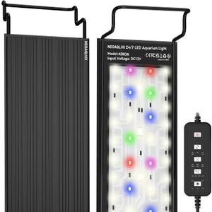 24/7 LED Aquarium Light for 36-46 Inch Plant & Fish Tank IP68, 12-Color & Gradient & Full Spectrum with Sunrise-Daylight-Moonlight, Auto On/Off, Brightness, Extendable Brackets for Freshwater
