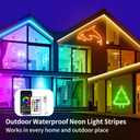 Aroste LED Light Strips, a 49.2-Foot Long RGB neon Light Strip with Waterproof IP67 Rating, Equipped with a Remote Control, Suitable for Festival Decorations, Houses, and Outdoor Decorations.