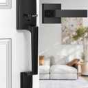 Brightify Black Front Door Handle, Modern Exterior Door Handle with Passage Lever, Front Entry Door Handle No Lock, Reversible for Left & Right Hand Door, Lower Half Grip