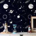 ReWallpaper Space Wallpaper Peel and Stick Galaxy Wall Paper for Kids Bedroom Classroom Nursery Self Adhesive Constellation Wall Decor Removable Planet Stars Outer Space Themed Vinyl Roll 17.5inx10ft