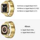 Compatible with Apple Watch Ultra 3/2/1 Band and Case, Stainless Steel Metal Chain with TPU Cover, Smart-Watch Link Bracelet Strap for men, Wrist-Band for i-Watch Ultra, 49mm, Gold