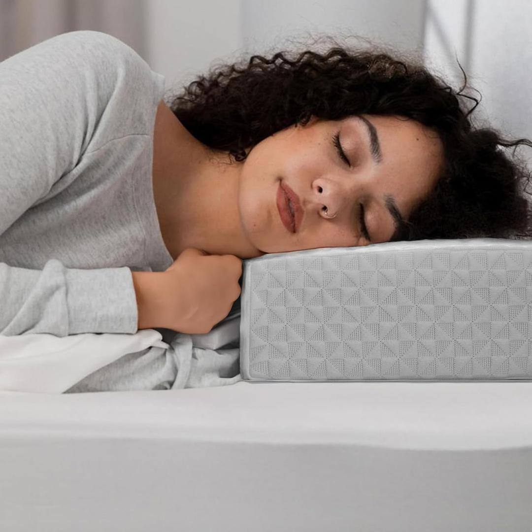 Cube Pillow Pro for Side Sleepers Memory Foam Bed Pillow Soft Pillow Supportive Head, Neck, and Shoulder Pain Relief, Grey-24"x12"x5"