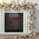MIZII Fall Decor Artificial Maple Leaf Pumpkin Garland 6FT Fake Autumn Vines Garland Thanksgiving Halloween Harvest Decorations for Porch Mantle Table Centerpieces Fireplace Farmhouse (White PK)