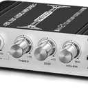 Facmogu ST-838 2.1 Channel HiFi Stereo Subwoofer Amplifier, RMS 20Wx2+40W Mini Digital Audio Power Amplifier for Home Speakers, 80W Subwoofer Amplifier Audio Stereo Bass Amp with Power Supply - Black
