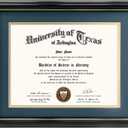 GraduationMall 8.5x11 Diploma Frame with Navy over Gold Mat or Display 11x14 Certificate without Mat,Solid Wood & Tempered Glass,Glossy Black Finish with Gold Trim