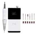 M - E-ZDrill Rechargeable Electric Nail Drill, 35k RPM, Smart Speed & Battery LCD, Portable Lightweight, Forward/ Reverse, Aluminum Metal, Acetone Resistant Nail Drill (White)