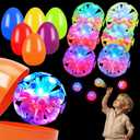 6 Pack Easter Eggs Filled with Light Up Suction Cup Balls, Easter Basket Stuffers Essentials, Filled Easter Eggs with Fidget Toys for Kids Toddlers, Easter Egg Hunt Party Favors, Classroom Prize