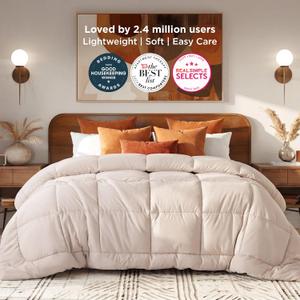 Bedsure Comforter Duvet Insert - Quilted Comforters King Size, All Season Duvet, GentleSoft Down Alternative Bedding Blanket, with 8 Tabs, Gifts for Women/Men, Beige, King 90 x 102 Inches