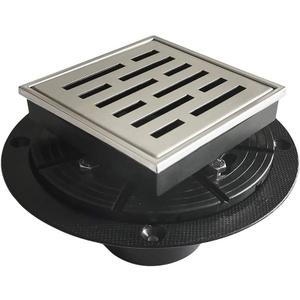 Neodrain Square Shower Drain, 4 inch Stainless Steel 304 Grate and PVC Drain Body, Brick Pattern Grate with Brushed Nickel Finish, Kit Includes Hair Trap/Strainer,Lifting Hook and PVC Drain Base