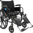 Medline 20 Height Adjustable K3 Wheelchair with Swing-Back Desk-Length Arms & Elevating Legrests, 300 lbs. Capacity Transport Aid, Adults & Seniors (20"x16" Seat)
