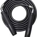 Weighted Jump Rope 1LB for Men & Women - Heavy Duty 11mm Steel Cable, Metal Handles with Smooth Spin, Comfortable Grips & Adjustable Length | Perfect for Muay Thai, MMA & High-Intensity Fitness Workouts (Black)