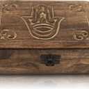 Great Birthday Gifts Handmade Decorative Wooden Jewelry Box Hamsa Hand Carving Jewelry Organizer Keepsake Box Treasure Chest Trinket Holder Watch Box Storage Lock Box 7 x 5 Inches Housewarming Gift
