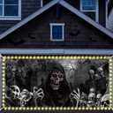 Preboun Halloween Garage Door Banner Cover with Grommets 6 x 13 ft Halloween Decorations Set Scary Skeleton Creepy Garage Door Decorations for Garage