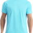 Men's UPF 50+ Swim Shirts, Sun Protection Short Sleeve Rash Guard, Quick Dry T-Shirt for Fishing and Surfing (Blue, L)