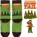 I'D RATHER BE CHASING Funny Mens Socks, Hunting & Fishing Gifts for Men, Fun Hunt Fish Crew Sock, Hunters Fishermen Gift