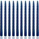 10 Inch Navy Blue Taper Candle Set, 10 Pack Unscented Dripless Candlesticks for Family Dinner Parties Home Decoration Picnic